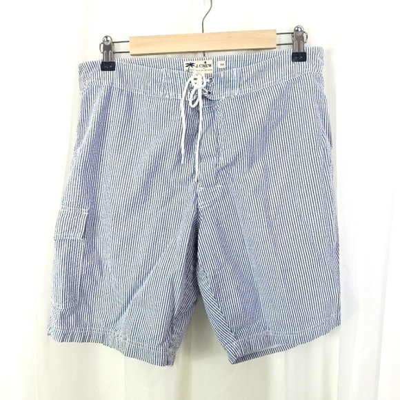 J. Crew Other - J. Crew Original Swimwear blue and white stripe seersucker swim trunk size 32